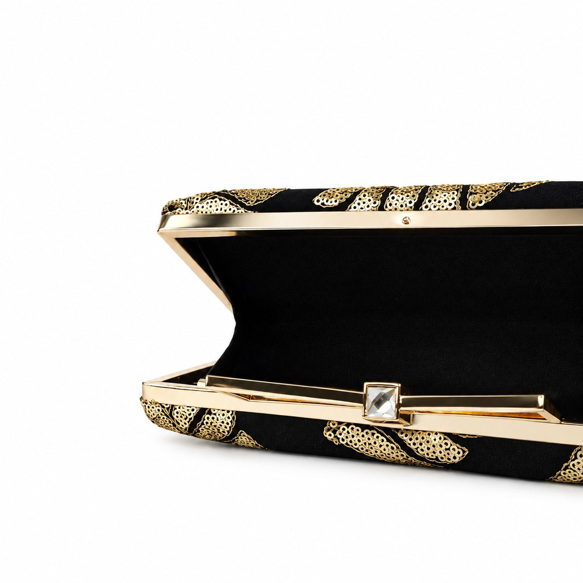 Gold-Leaf Black Clutch