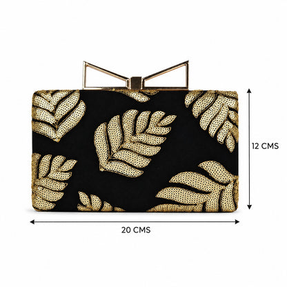 Gold-Leaf Black Clutch