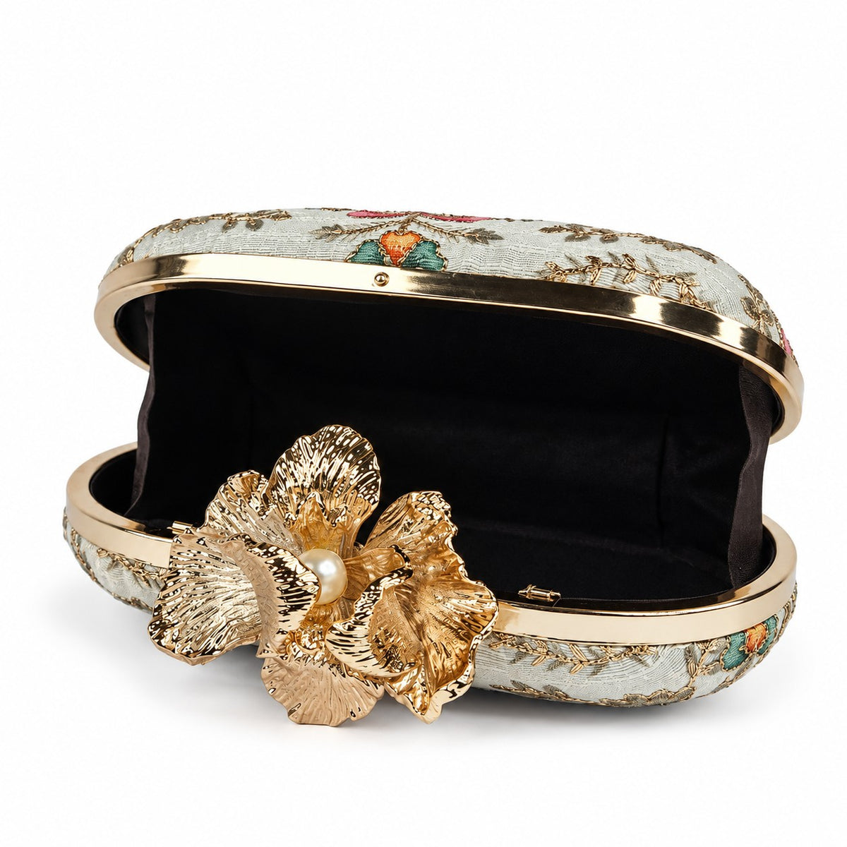 White Floral Bridal Clutch