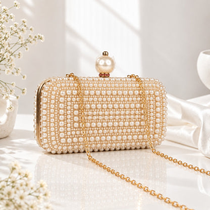 Blush Pink Pearl Box Clutch