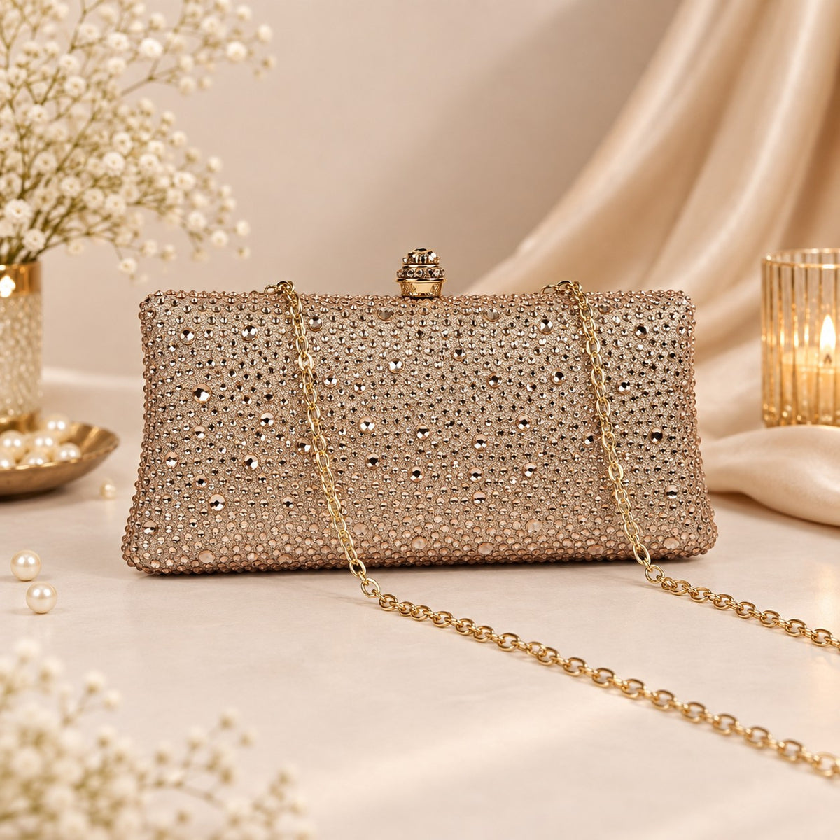Rose Gold Crystal Clutch