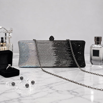 Charcoal Ombre Crystal Clutch