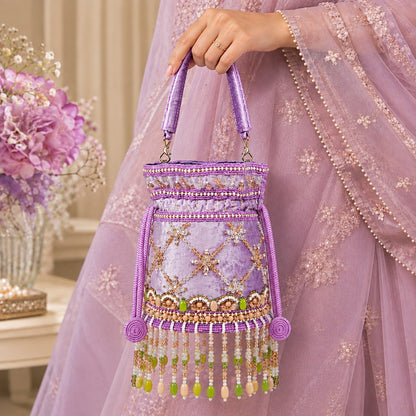 Lavender Bloom Beaded Potli