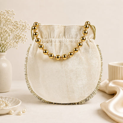 Ivory Gold Paisley Potli