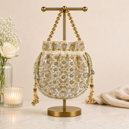 Ivory Gold Paisley Potli