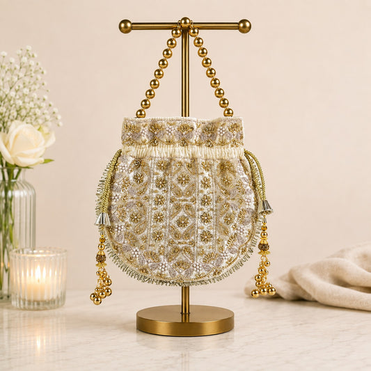 Ivory Gold Paisley Potli