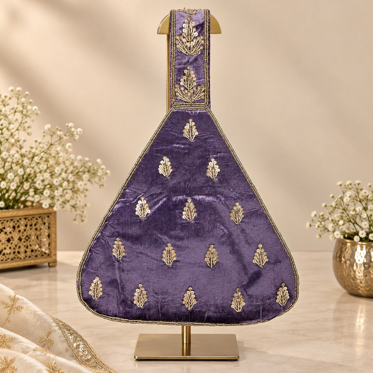 Ornate Lavender Embroidered Potli