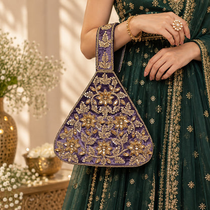 Ornate Lavender Embroidered Potli