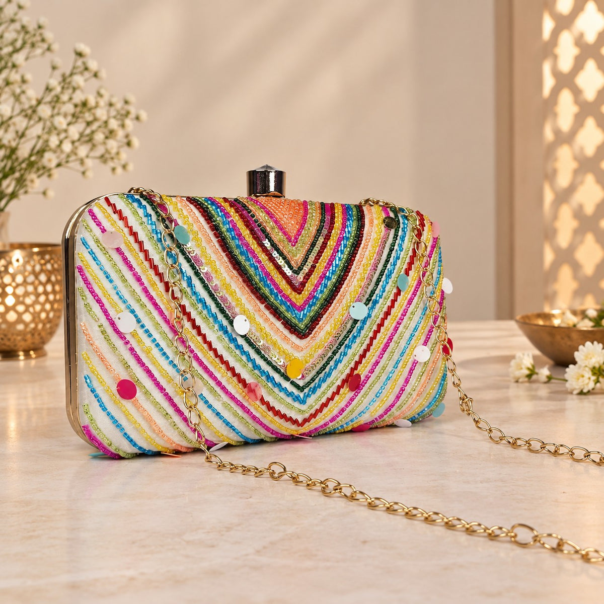Vibrant Beaded Clutch