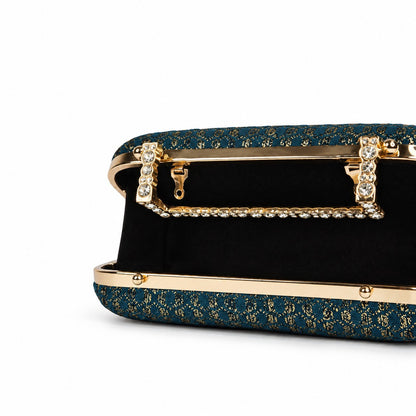 Teal Brocade Clutch