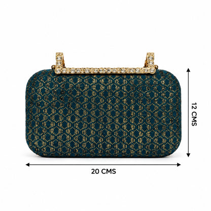 Teal Brocade Clutch