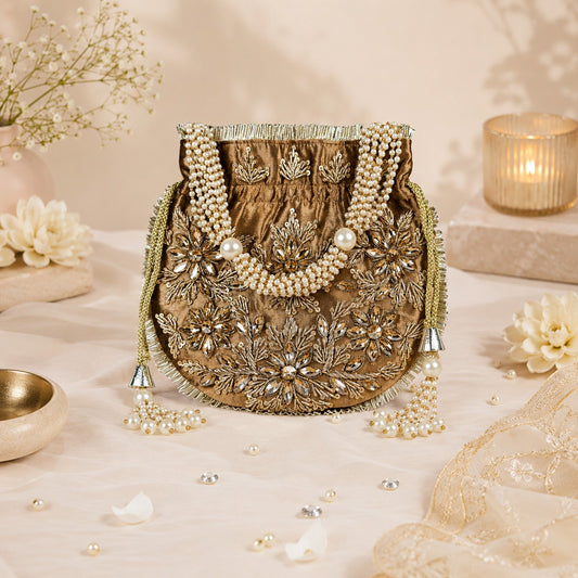 Antique Gold Crystal Burst Potli