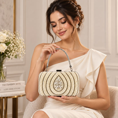 White Teardrop Motif Clutch