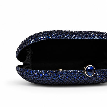 Noir Navy Blue Pearl Handle Clutch