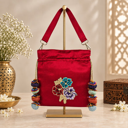 Scarlet Floral Bouquet Potli