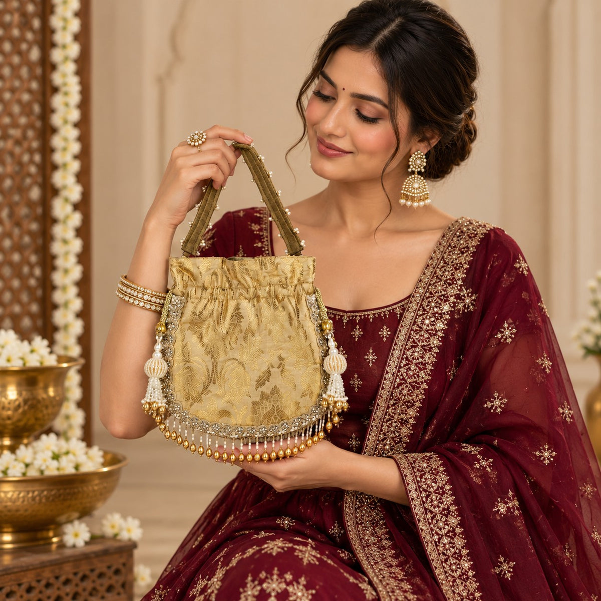 Golden Brocade Potli