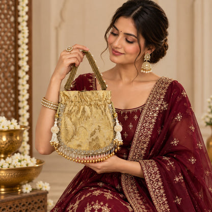 Golden Brocade Potli