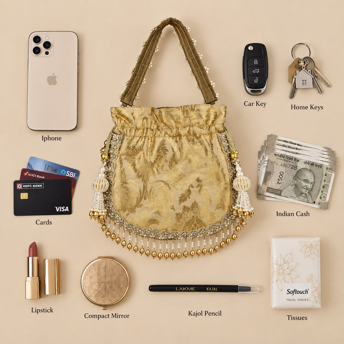 Golden Brocade Potli
