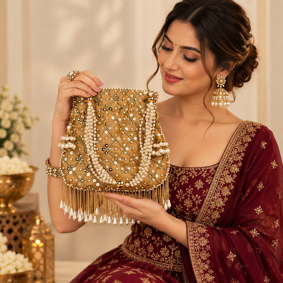 Luxurious Golden Sequin Potli