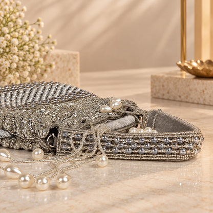 Grey and Silver Pearl potli