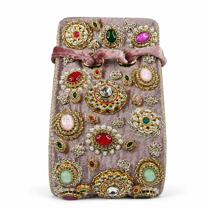Lavender Kundan Jewel Potli
