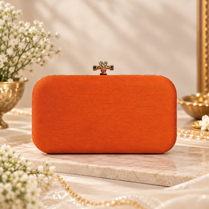 Luxury Terra-Cotta Embroidered Clutch