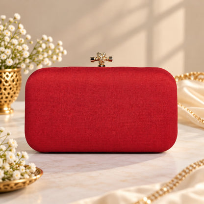Embroidered Maroon Floral Clutch