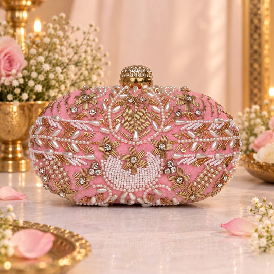 Jeweled Pink Bridal Clutch