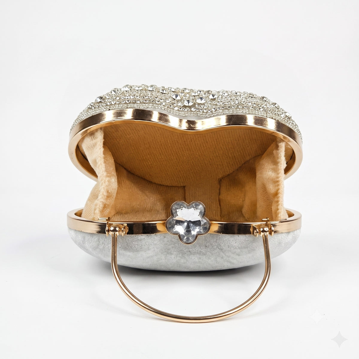 Silver Heart Crystal Clutch