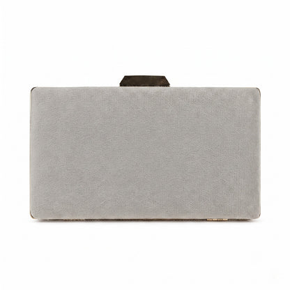 Silver Scatter Pearl Box Clutch