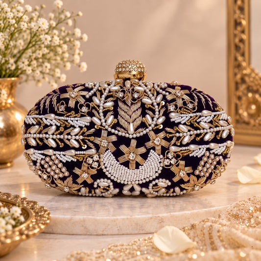 Jewelled Purple Bridal Clutch