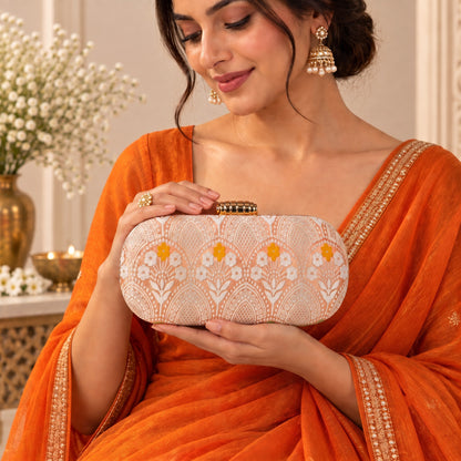 Peach Floral Clutch