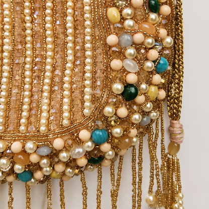 Peach Gemstone Fringe Potli
