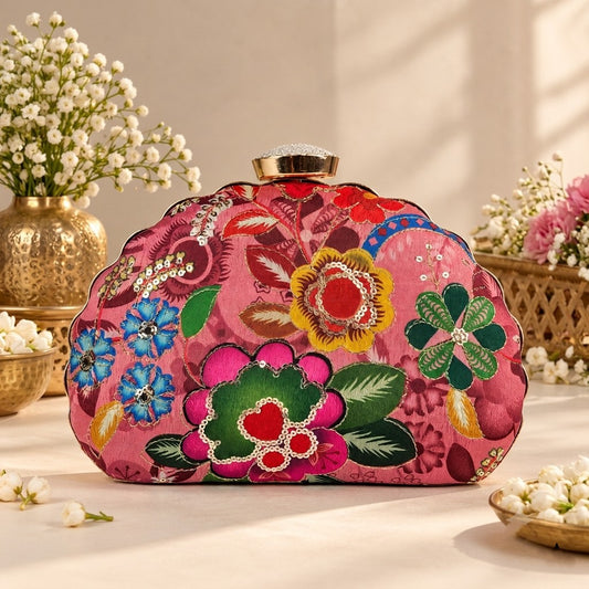 Ornate Rose Floral Clutch