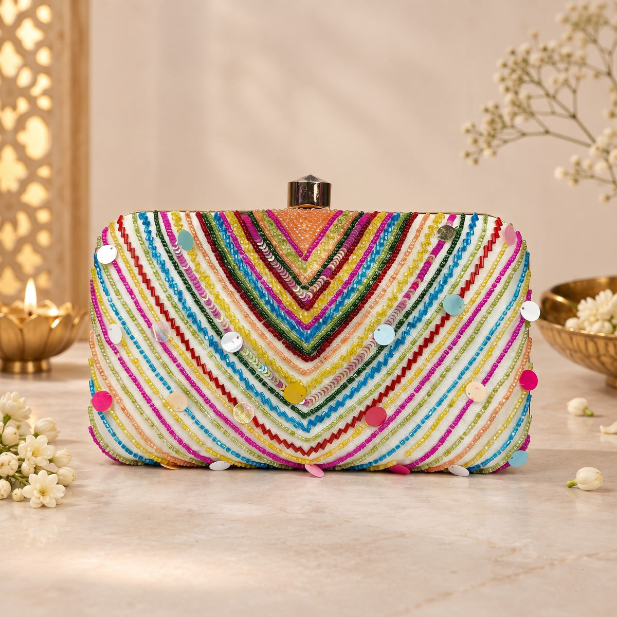 Vibrant Beaded Clutch