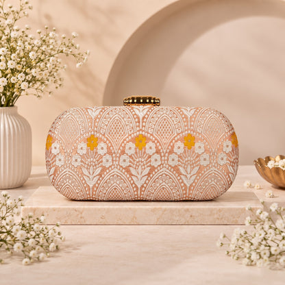 Peach Floral Clutch