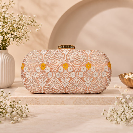 Peach Floral Clutch