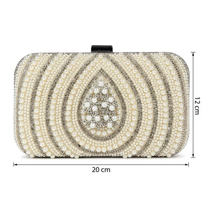 White Teardrop Motif Clutch