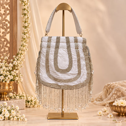 Silver Crystal Bridal Potli