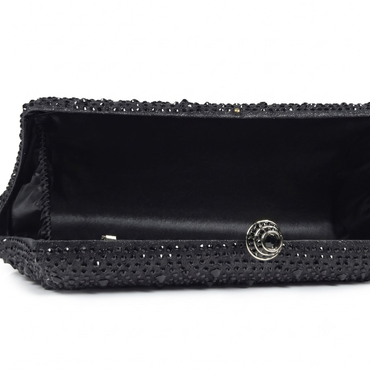 Midnight Black Crystal Clutch