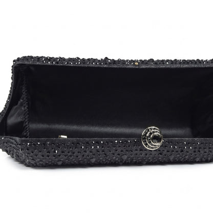 Midnight Black Crystal Clutch