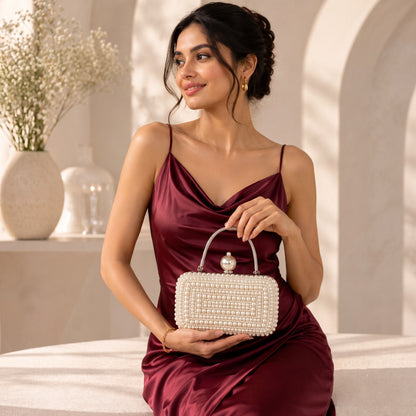 White Pearl Box Clutch