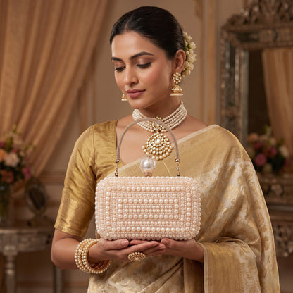 Blush Pink Pearl Box Clutch
