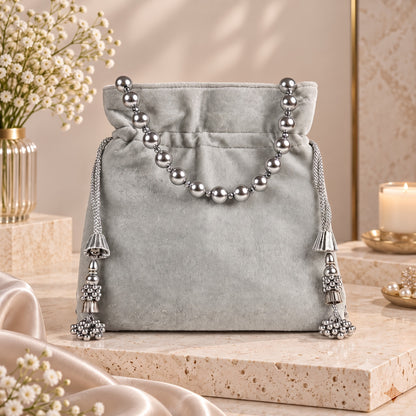 Silver Pearl Cascade Potli