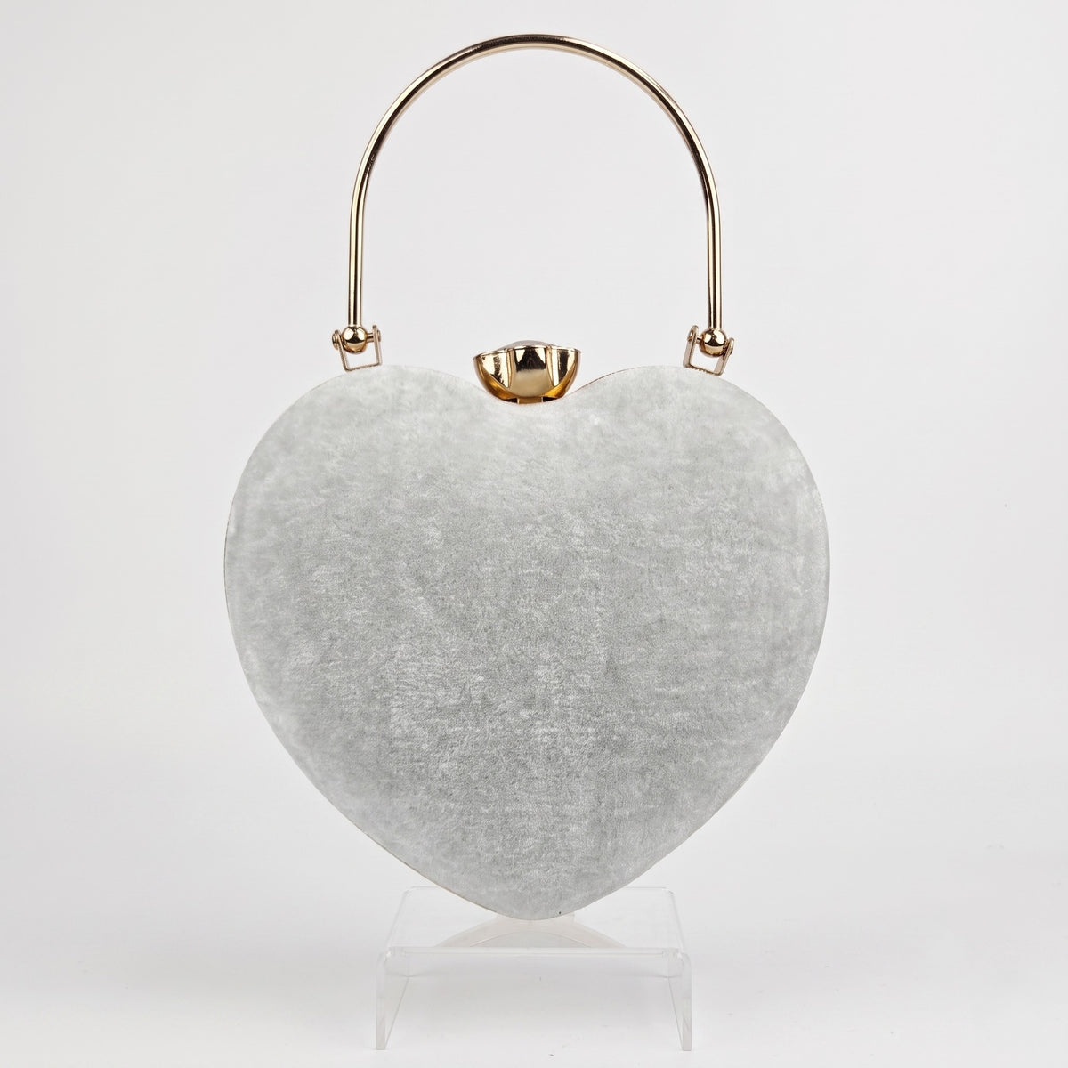 Silver Heart Crystal Clutch