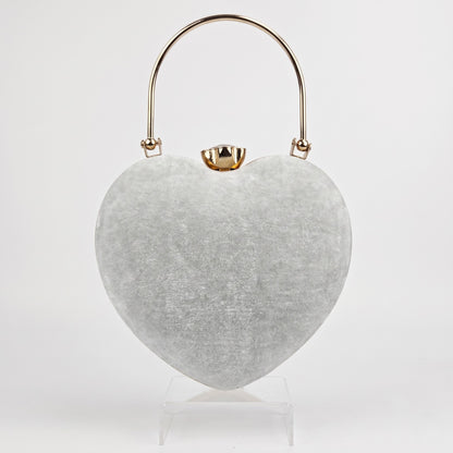 Silver Heart Crystal Clutch