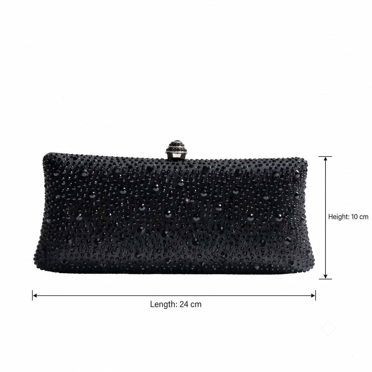 Midnight Black Crystal Clutch