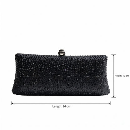 Midnight Black Crystal Clutch