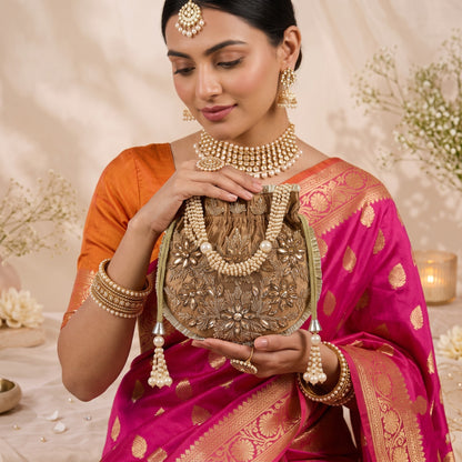 Antique Gold Crystal Burst Potli