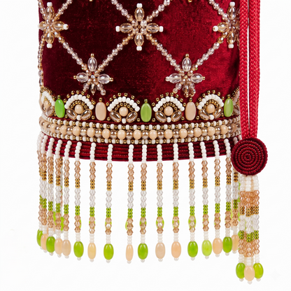 Maroon Bloom Beaded Potli